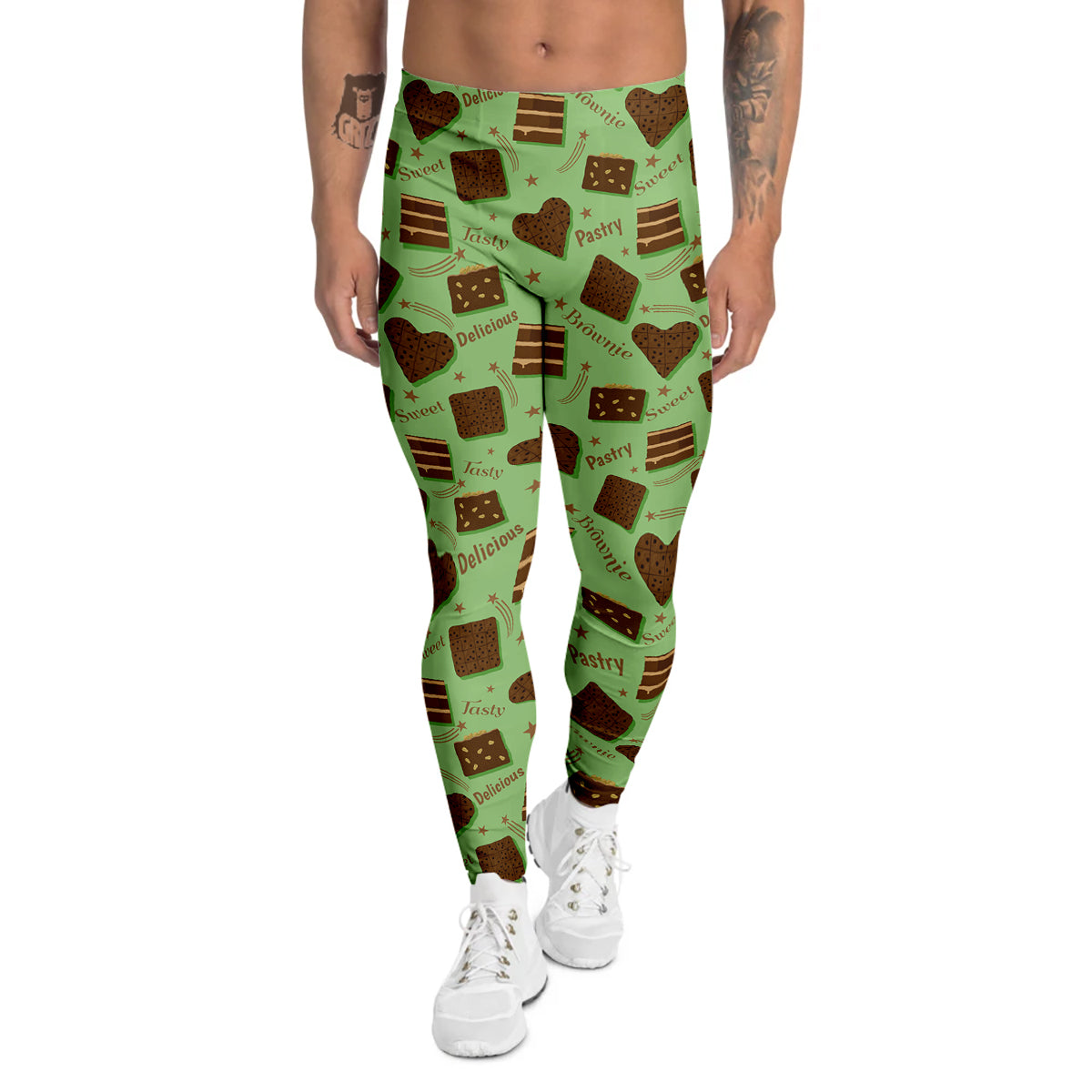 Brownie Delicious Print Pattern Men's Leggings-grizzshop