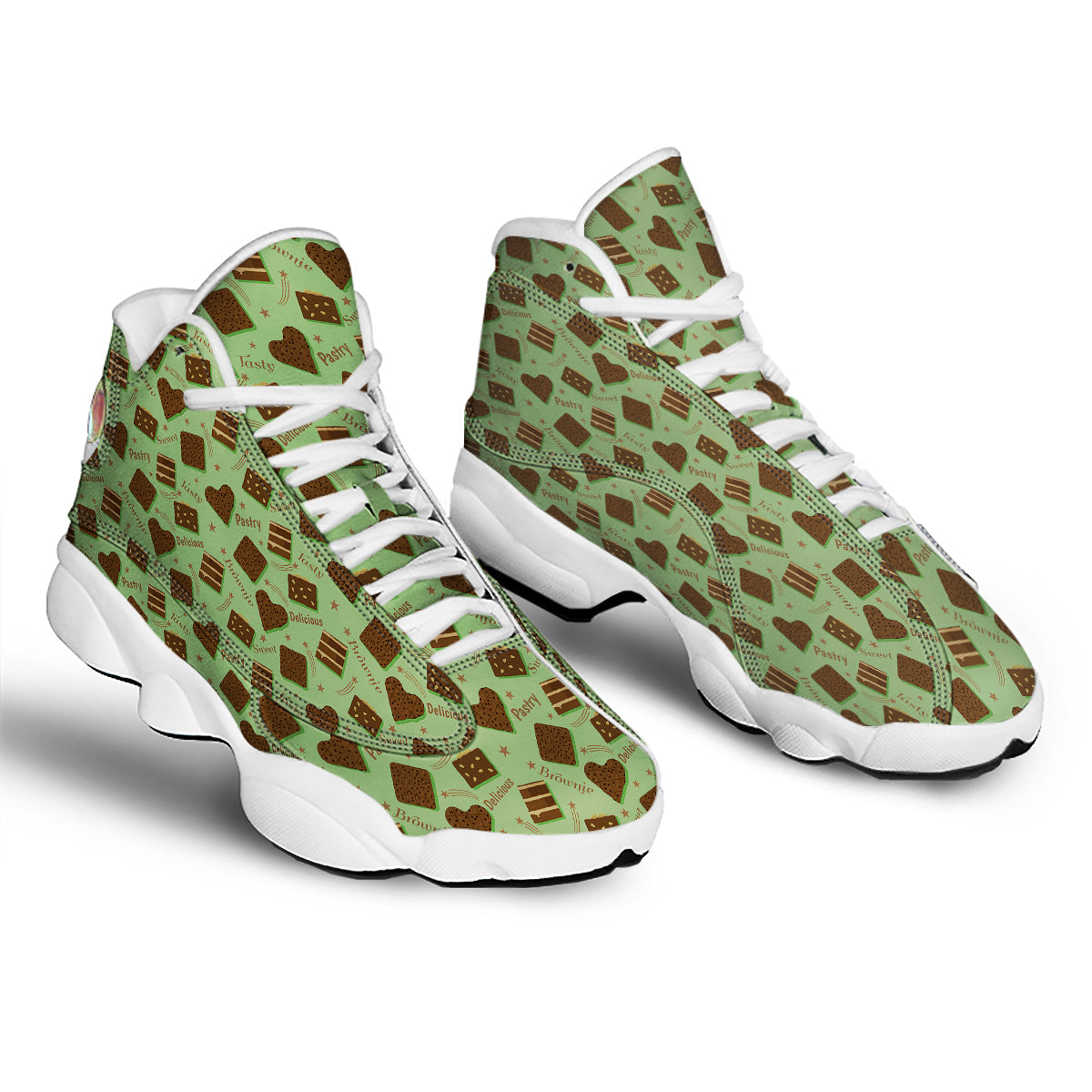 Brownie Delicious Print Pattern White Basketball Shoes-grizzshop