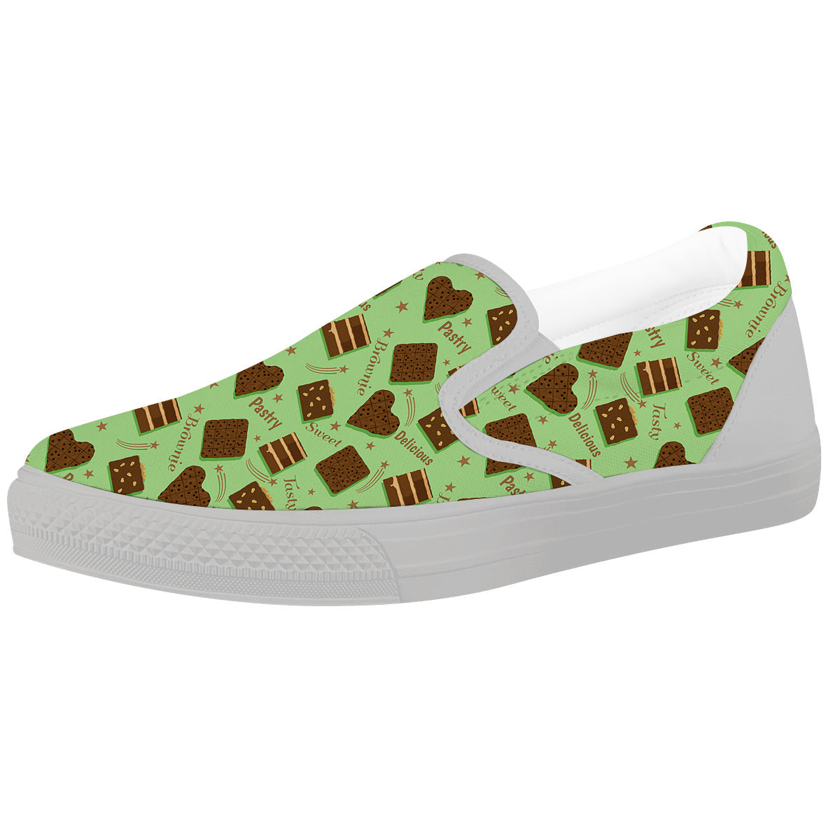 Brownie Delicious Print Pattern White Slip On Shoes-grizzshop