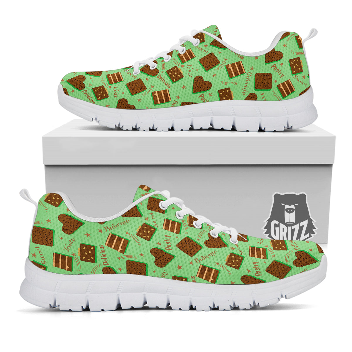 Brownie Delicious Print Pattern White Sneaker-grizzshop