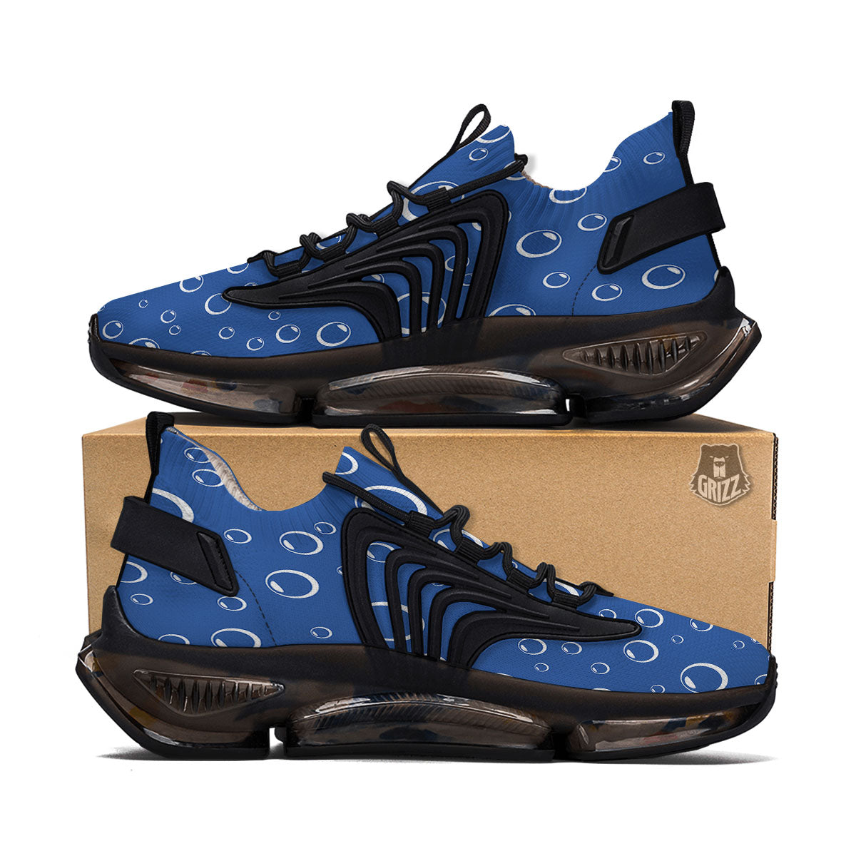 Bubble Ocean Print Pattern Black Gym Shoes-grizzshop