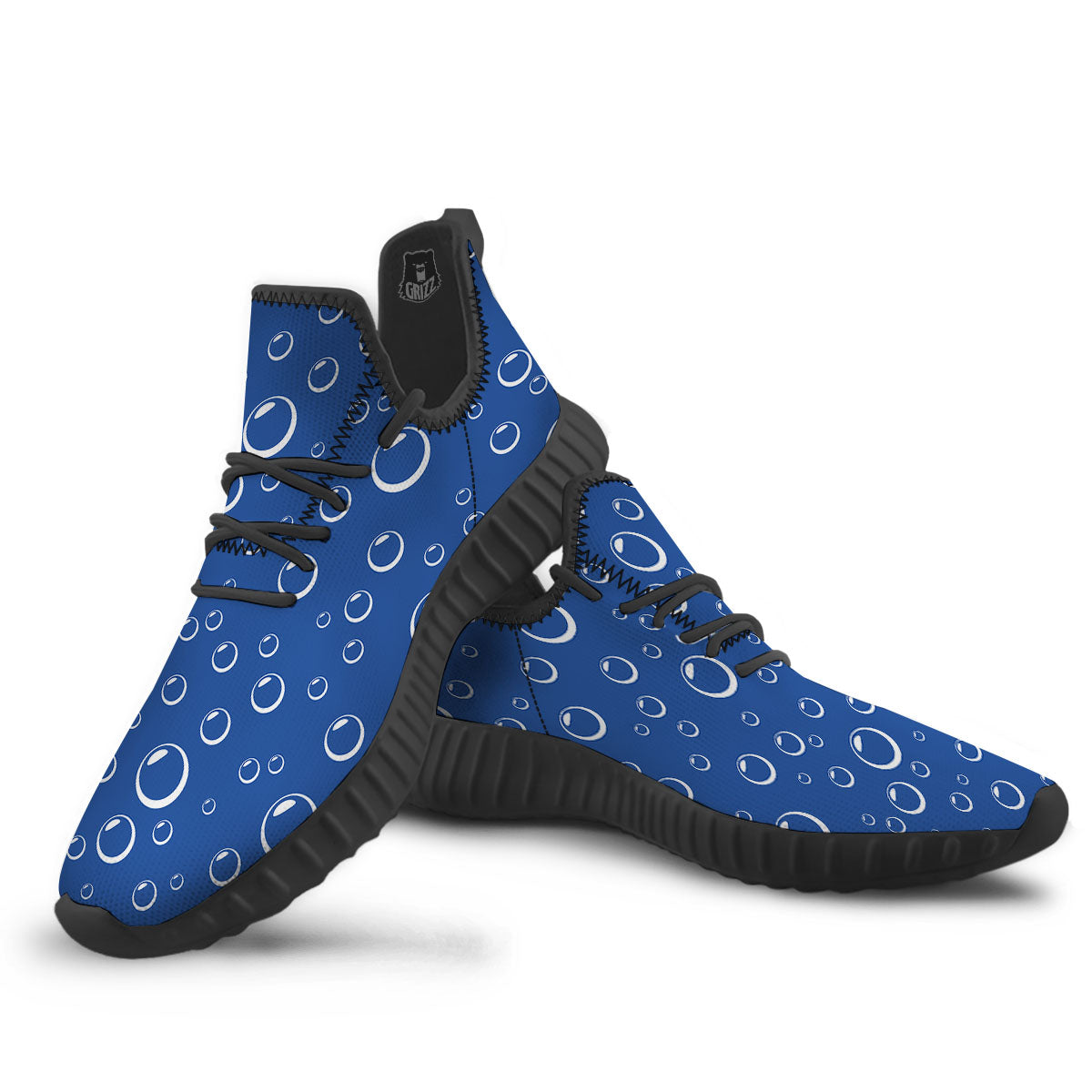 Bubble Ocean Print Pattern Black Walking Shoes-grizzshop