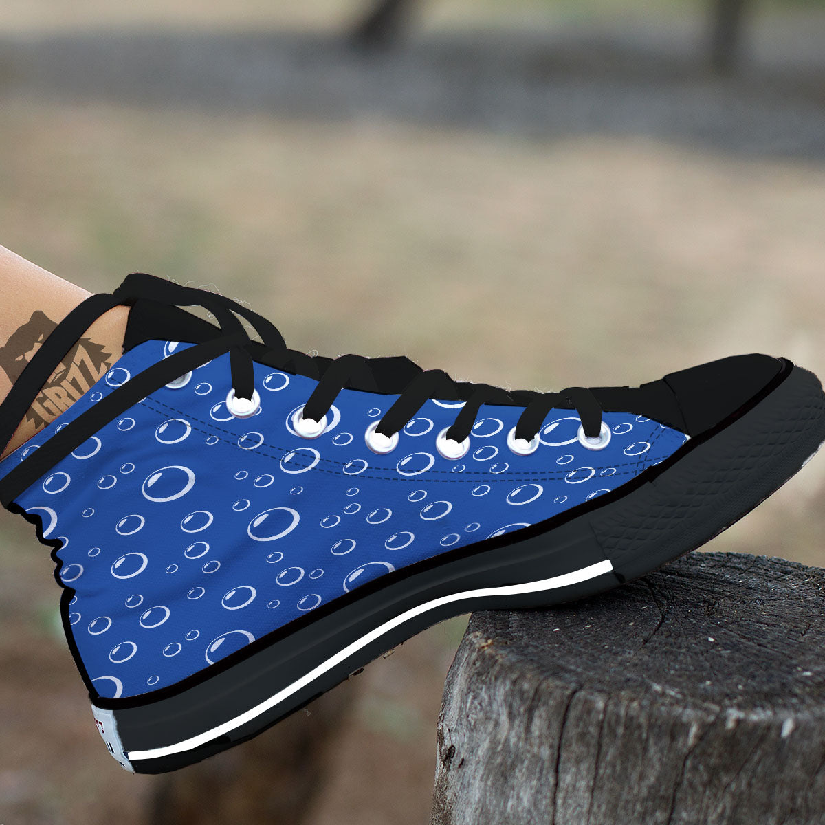 Bubble Ocean Print Pattern High Top Shoes-grizzshop