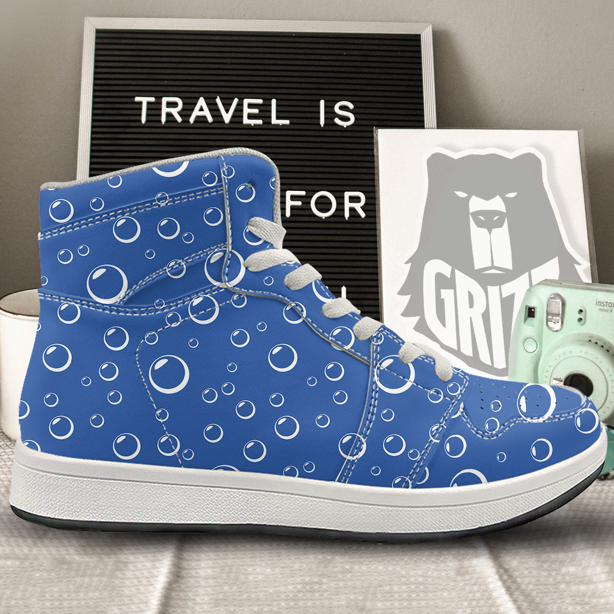 Bubble Ocean Print Pattern High Top Sneakers-grizzshop