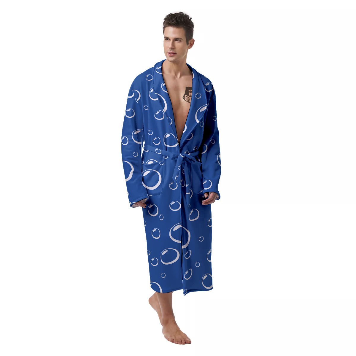 Bubble Ocean Print Pattern Men's Robe-grizzshop