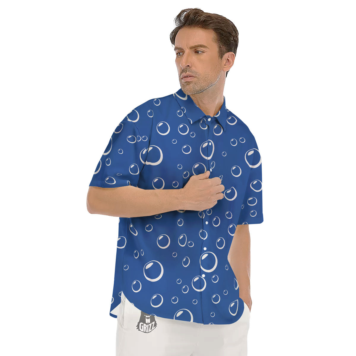 Bubble Ocean Print Pattern Men's Short Sleeve Shirts-grizzshop