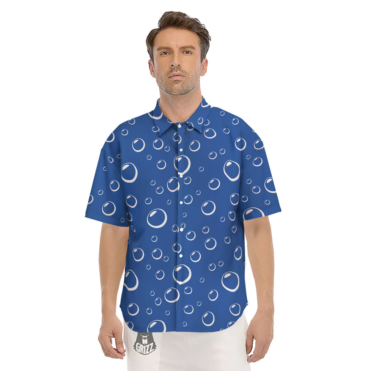 Bubble Ocean Print Pattern Men's Short Sleeve Shirts-grizzshop