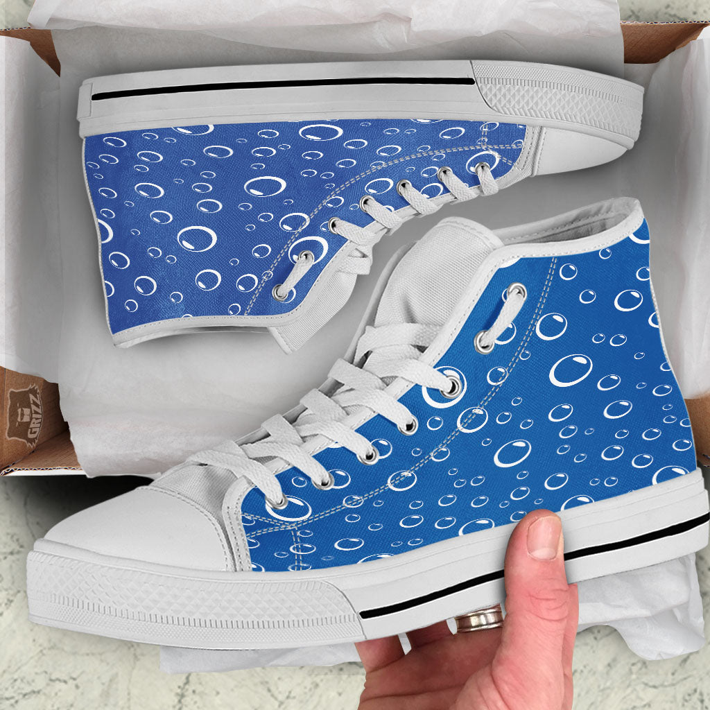 Bubble Ocean Print Pattern White High Top Shoes-grizzshop