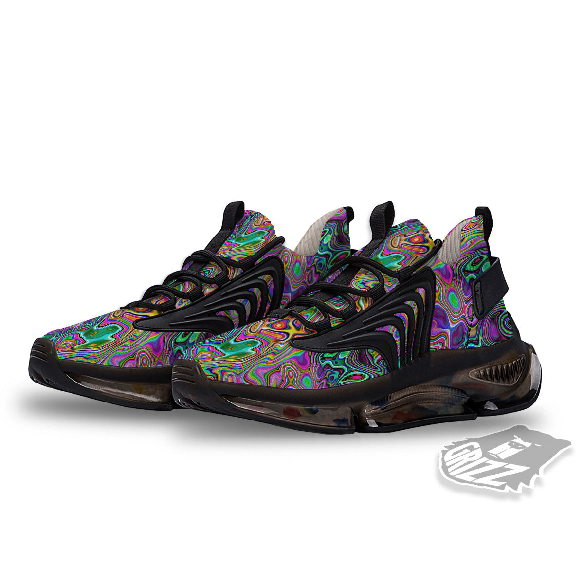 Bubble Psychedelic Print Pattern Black Gym Shoes-grizzshop