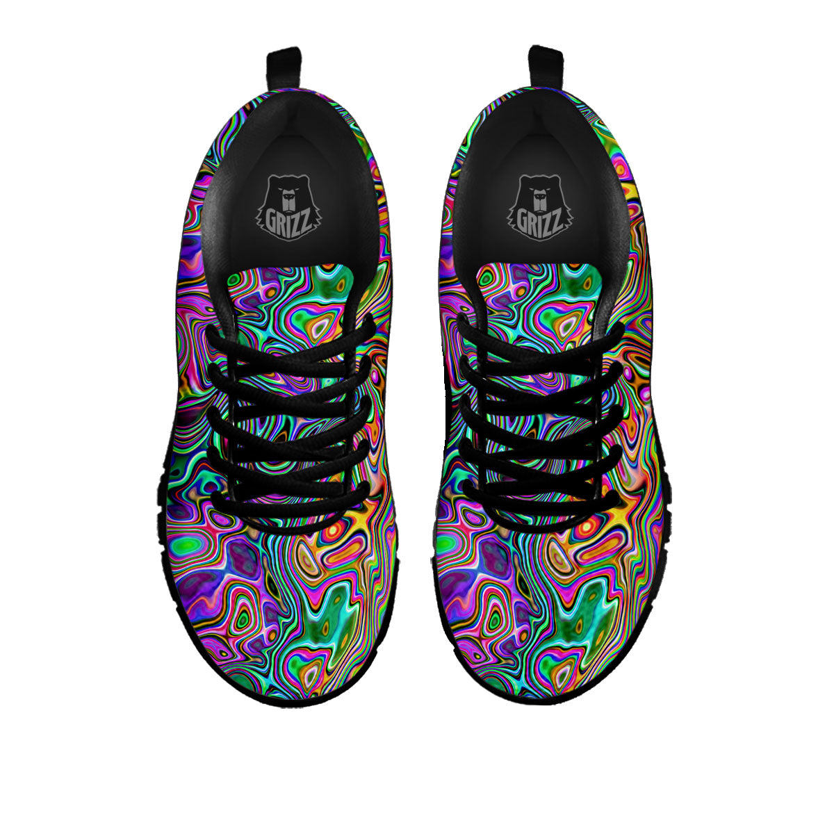 Bubble Psychedelic Print Pattern Black Sneaker-grizzshop