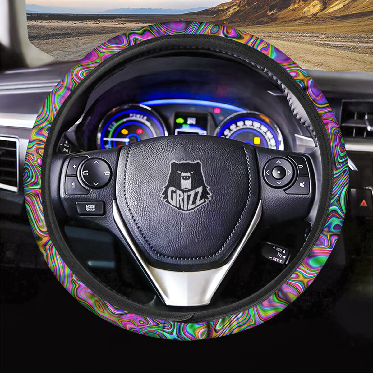 Bubble Psychedelic Print Pattern Car Steering Wheel Cover-grizzshop