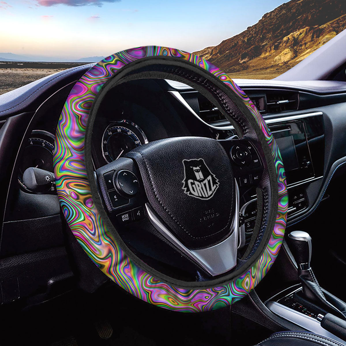 Bubble Psychedelic Print Pattern Car Steering Wheel Cover-grizzshop