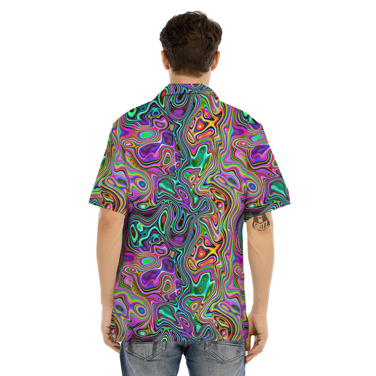 Bubble Psychedelic Print Pattern Men's Hawaiian Shirt-grizzshop