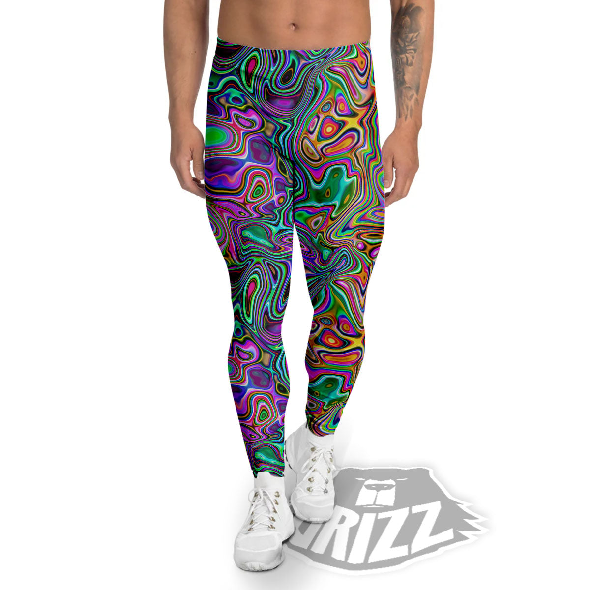 Bubble Psychedelic Print Pattern Men's Leggings-grizzshop