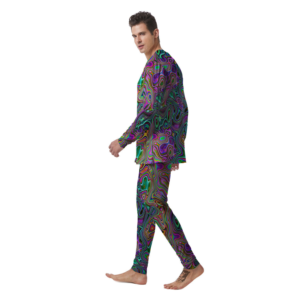 Bubble Psychedelic Print Pattern Men's Pajamas-grizzshop