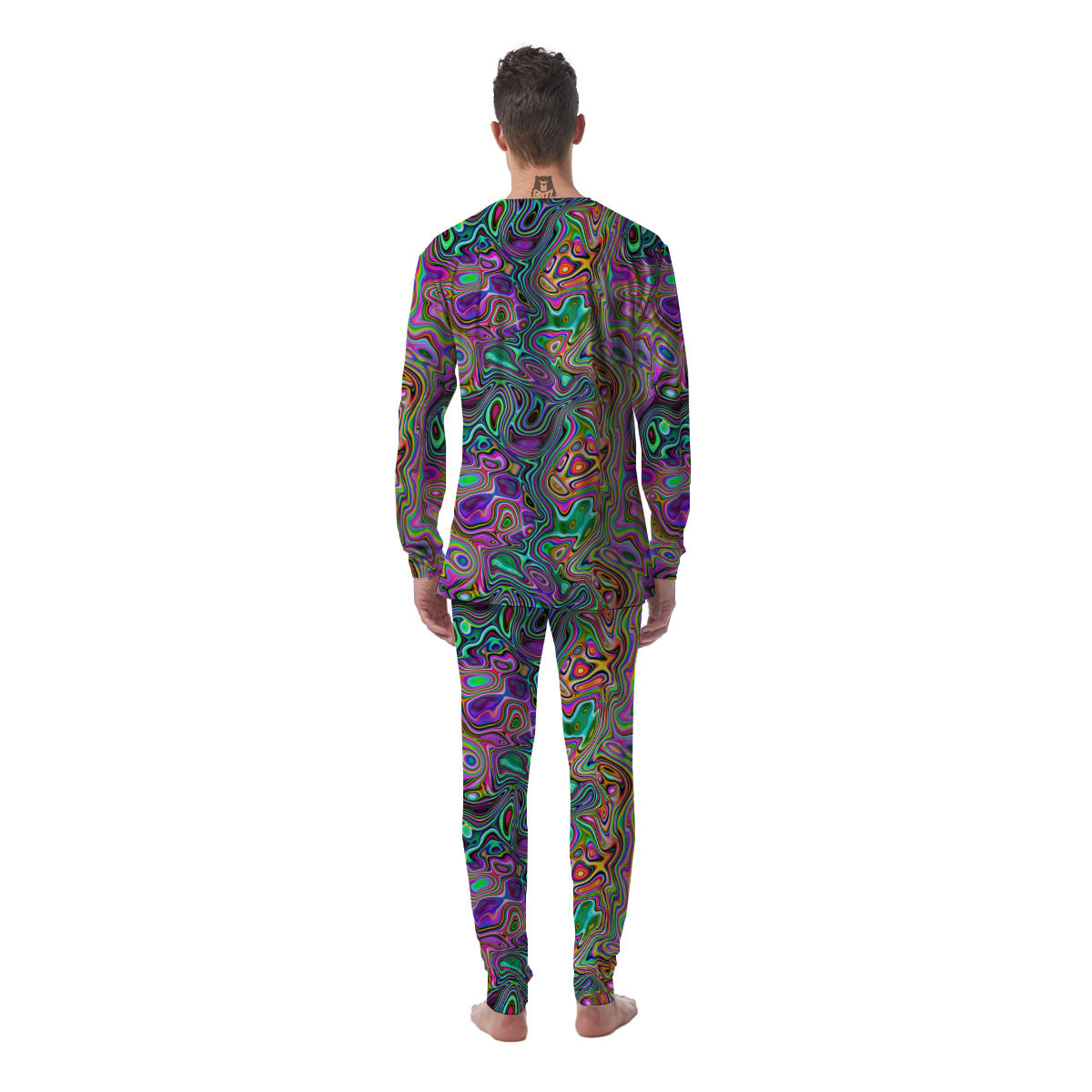 Bubble Psychedelic Print Pattern Men's Pajamas-grizzshop