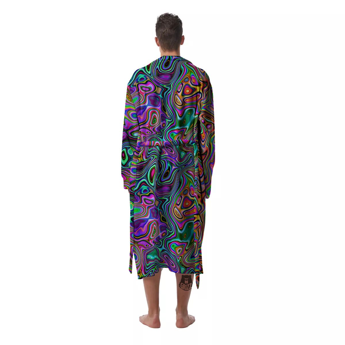 Bubble Psychedelic Print Pattern Men's Robe-grizzshop