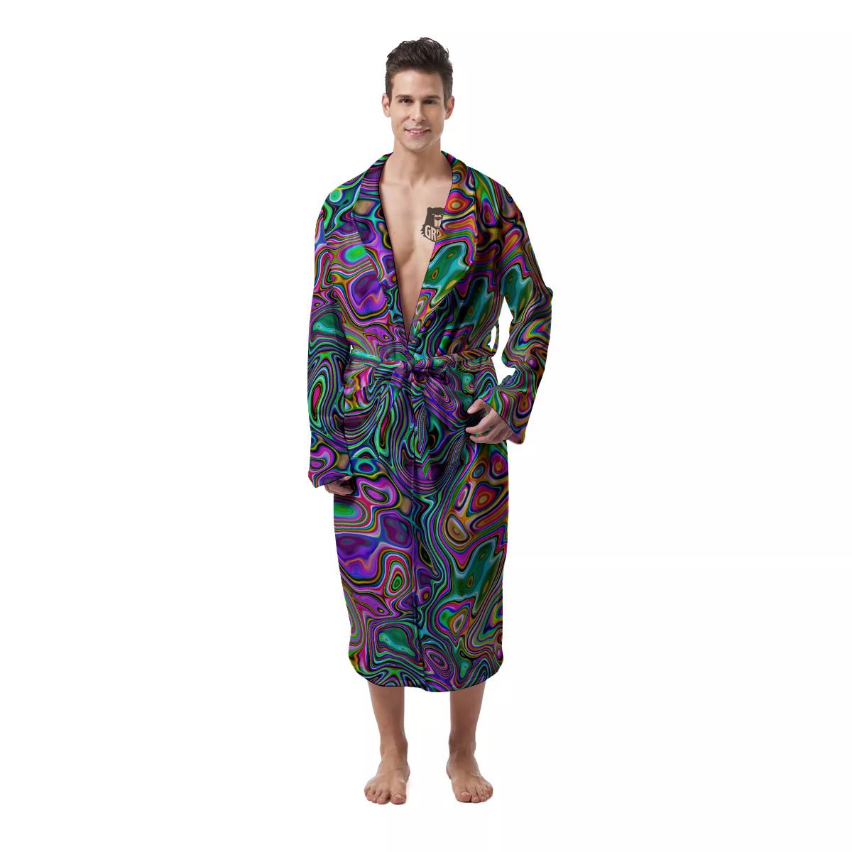 Bubble Psychedelic Print Pattern Men's Robe-grizzshop