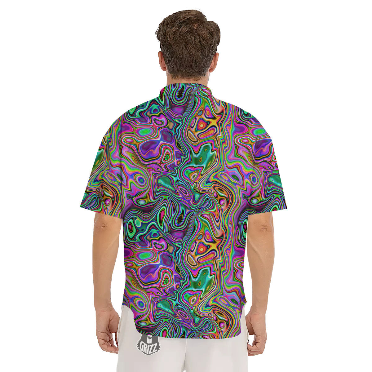 Bubble Psychedelic Print Pattern Men's Short Sleeve Shirts-grizzshop