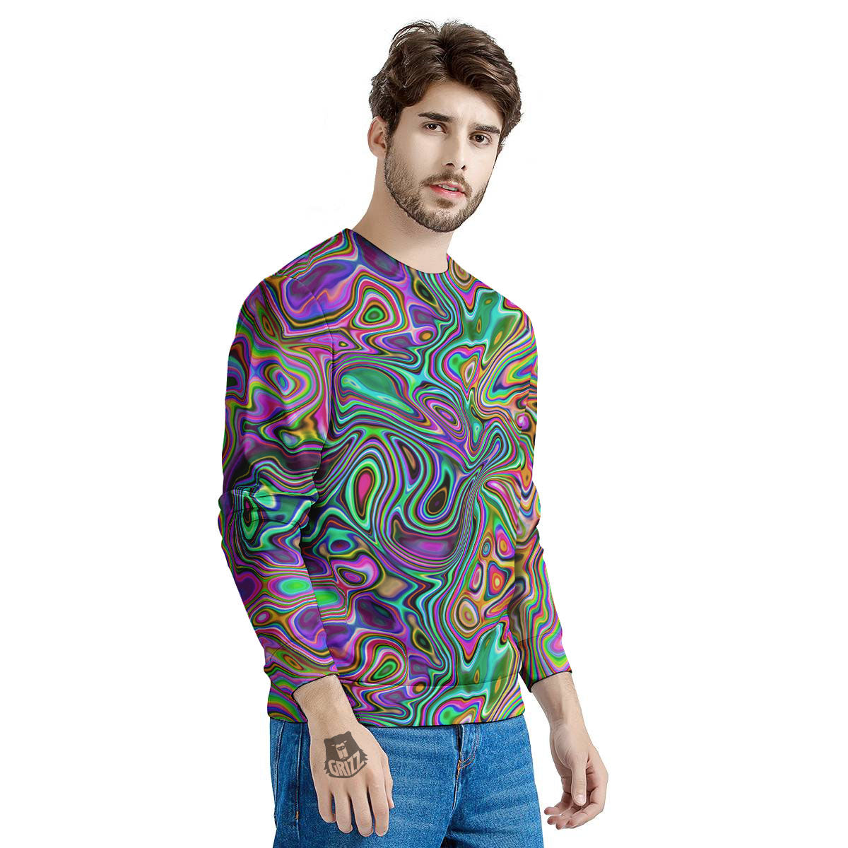 Bubble Psychedelic Print Pattern Men's Sweatshirt-grizzshop