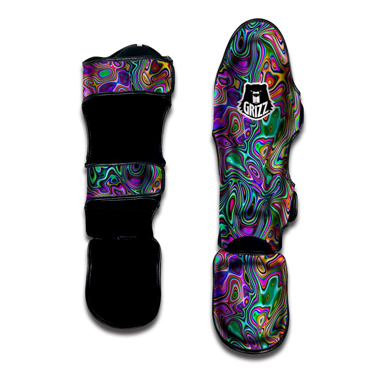 Bubble Psychedelic Print Pattern Muay Thai Shin Guards-grizzshop