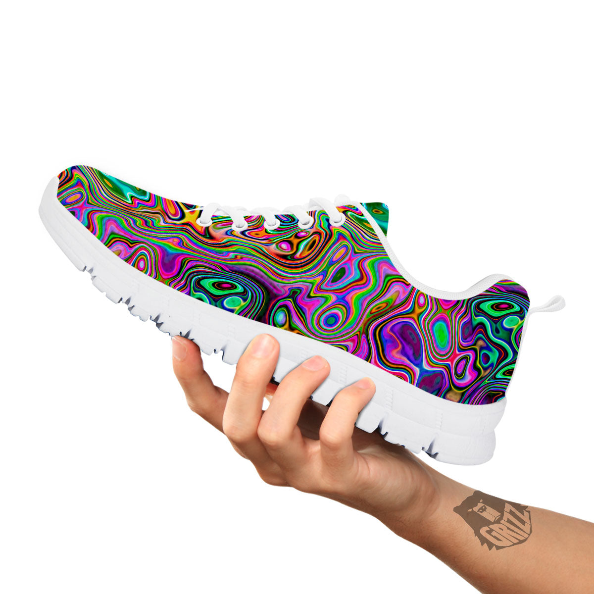 Bubble Psychedelic Print Pattern White Sneaker-grizzshop