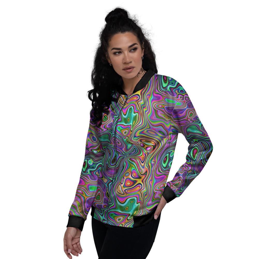 Bubble Psychedelic Print Pattern Women's Bomber Jacket-grizzshop