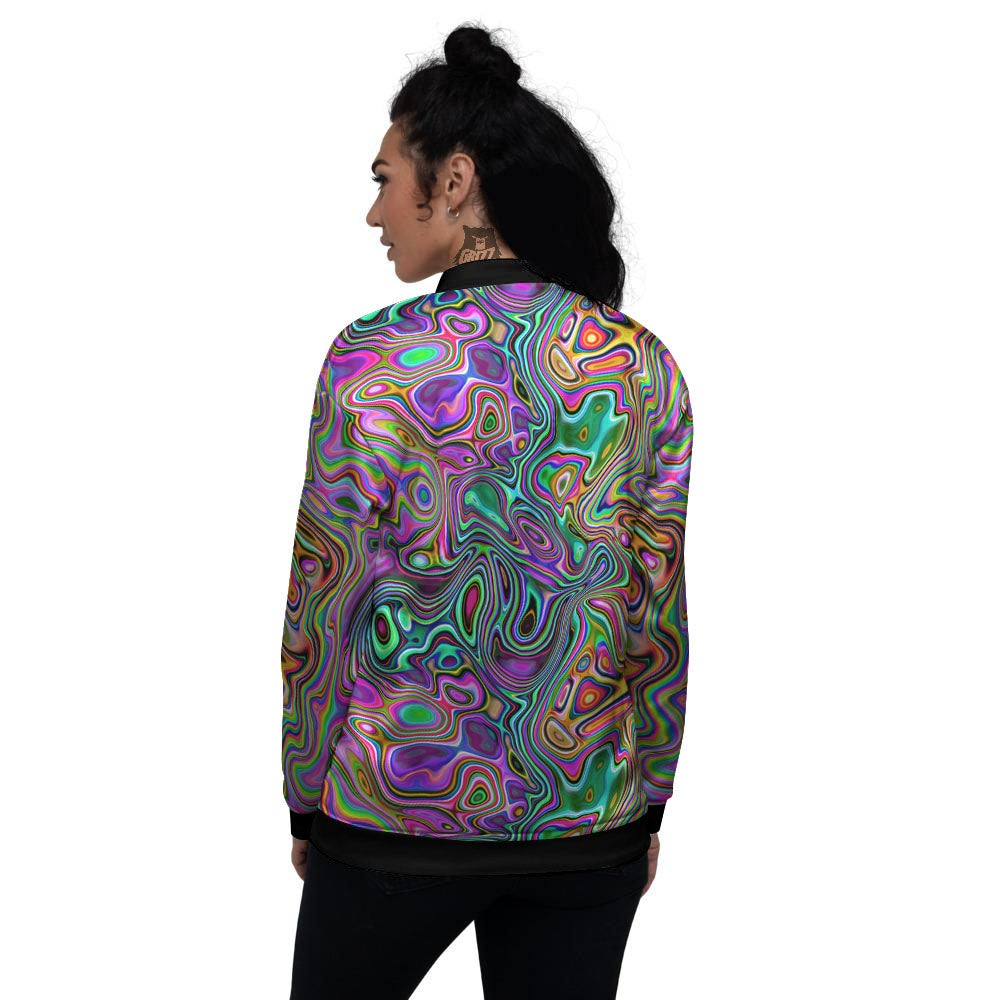 Bubble Psychedelic Print Pattern Women's Bomber Jacket-grizzshop