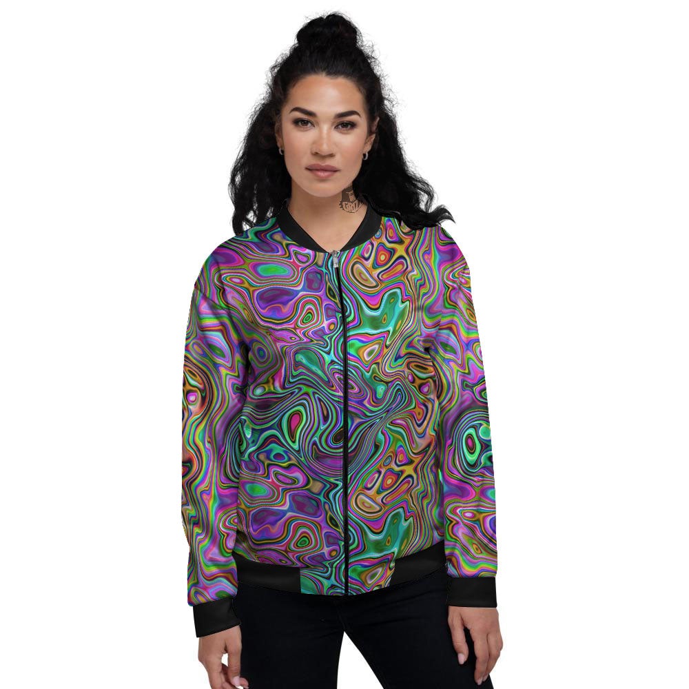 Bubble Psychedelic Print Pattern Women's Bomber Jacket-grizzshop