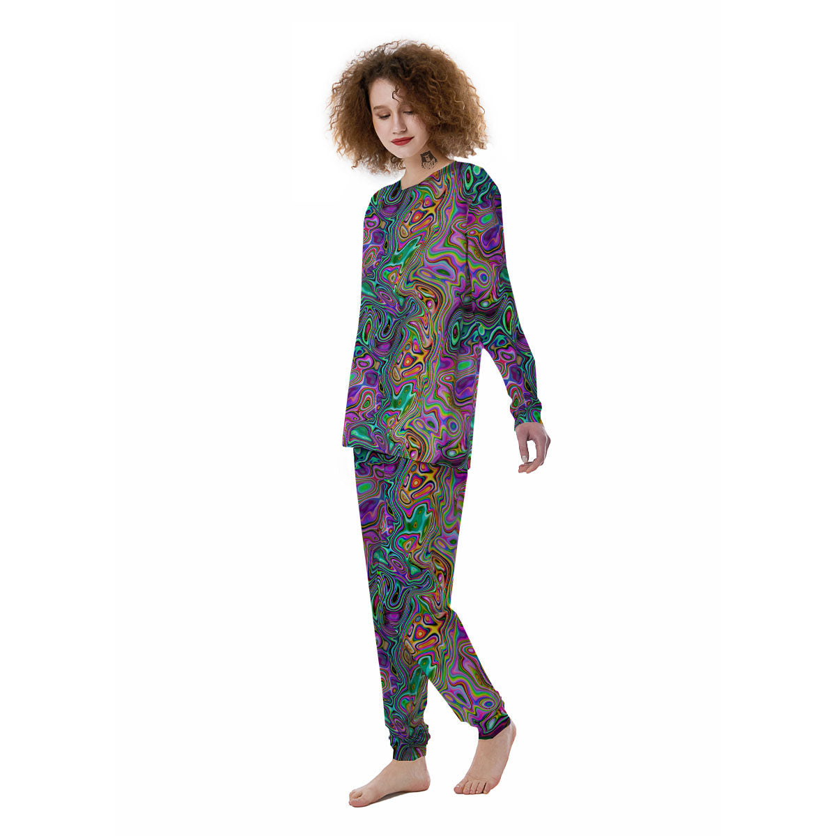 Bubble Psychedelic Print Pattern Women's Pajamas-grizzshop