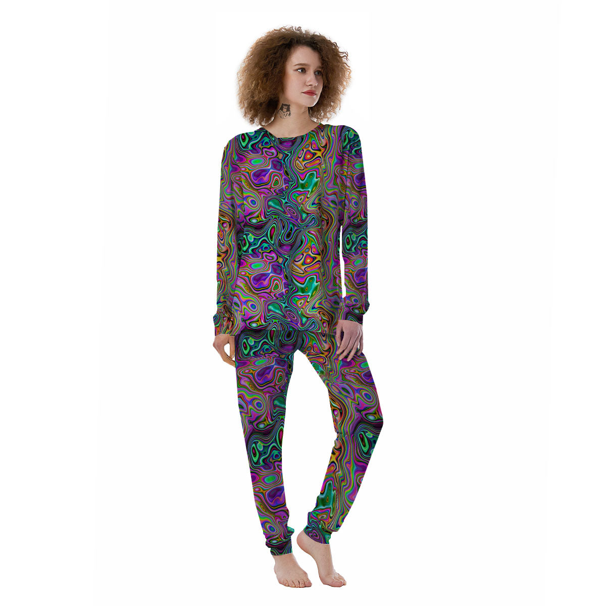 Bubble Psychedelic Print Pattern Women's Pajamas-grizzshop