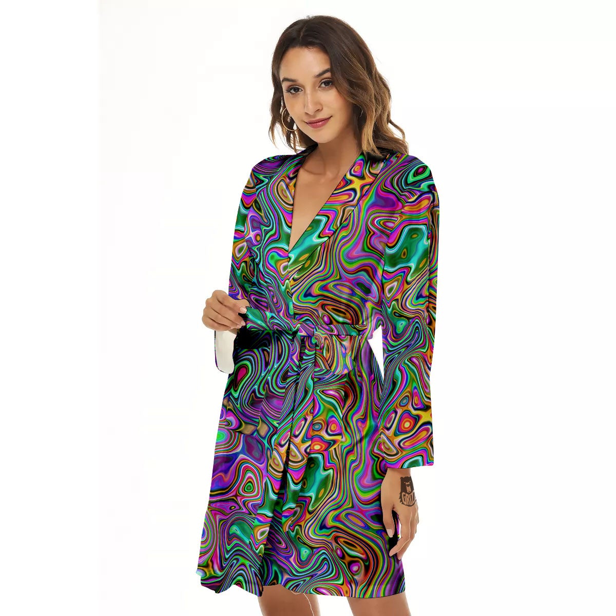 Bubble Psychedelic Print Pattern Women's Robe-grizzshop