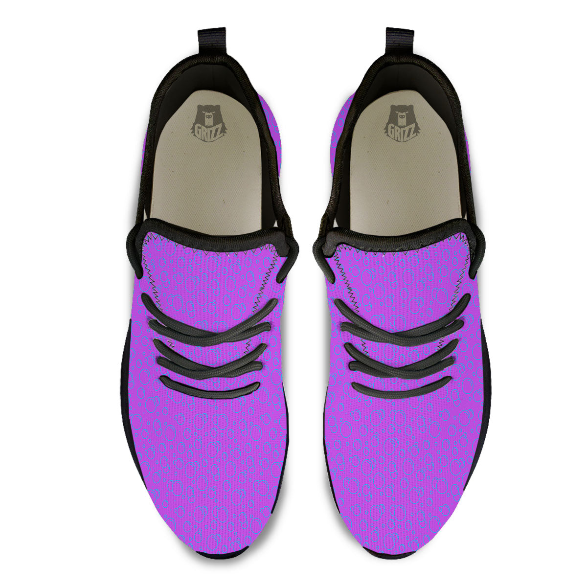 Bubble Purple Print Pattern Black Athletic Shoes-grizzshop
