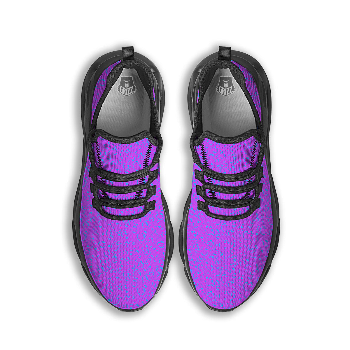 Bubble Purple Print Pattern Black Running Shoes-grizzshop