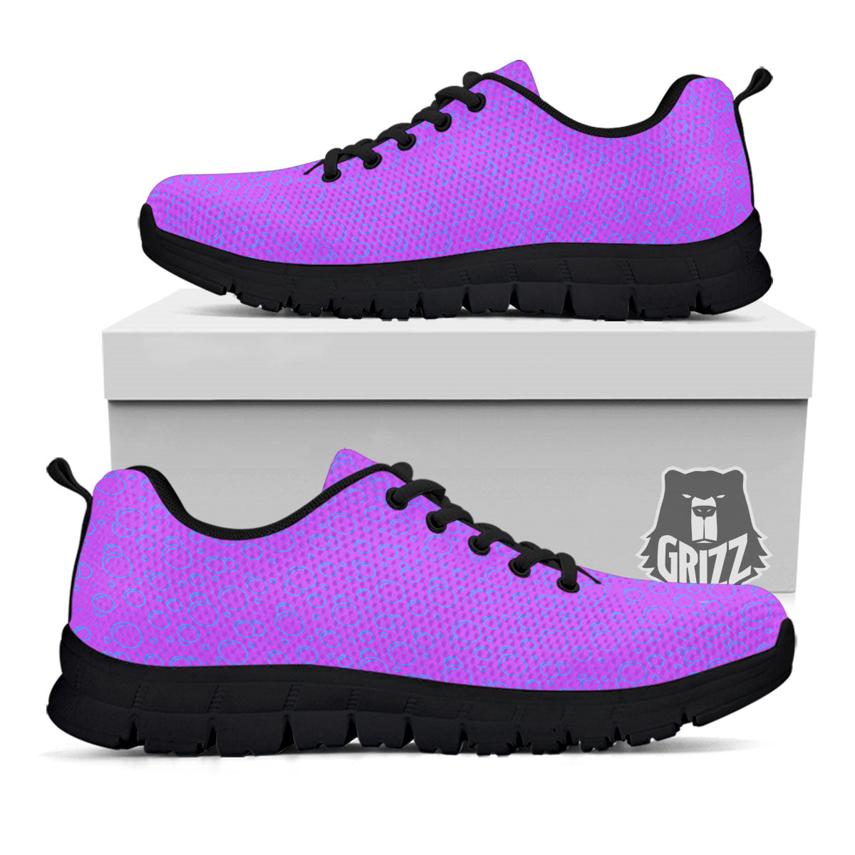 Bubble Purple Print Pattern Black Sneaker-grizzshop