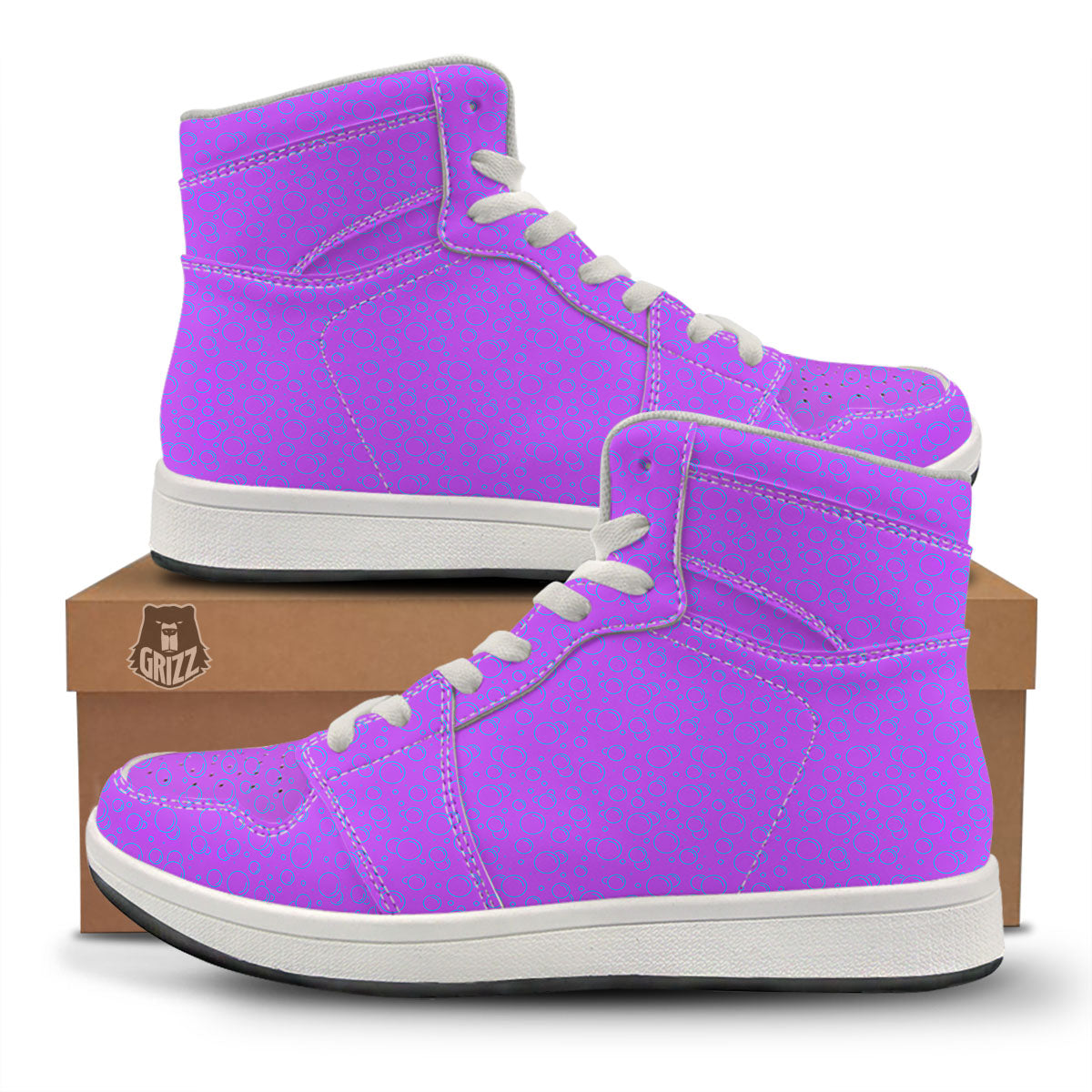 Bubble Purple Print Pattern High Top Sneakers-grizzshop