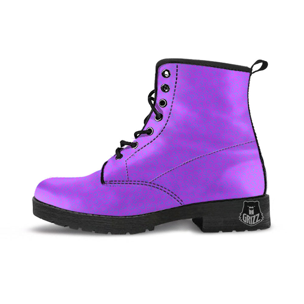 Bubble Purple Print Pattern Leather Boots-grizzshop