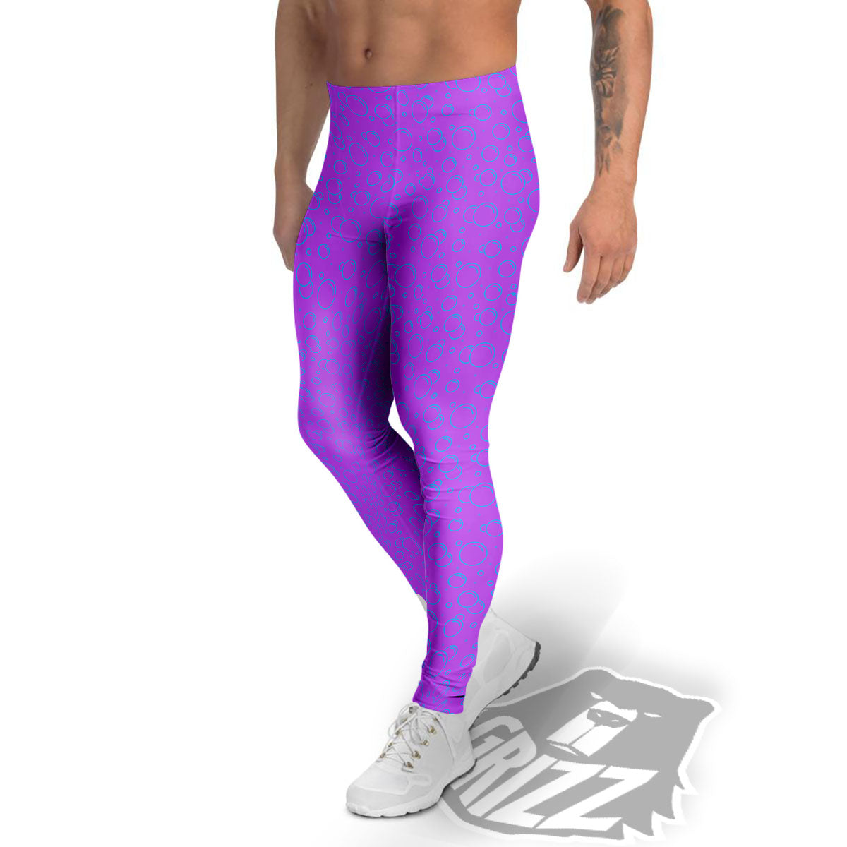 Bubble Purple Print Pattern Men's Leggings-grizzshop