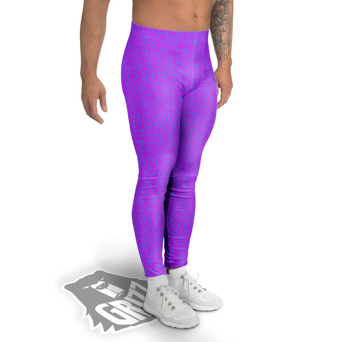 Bubble Purple Print Pattern Men's Leggings-grizzshop