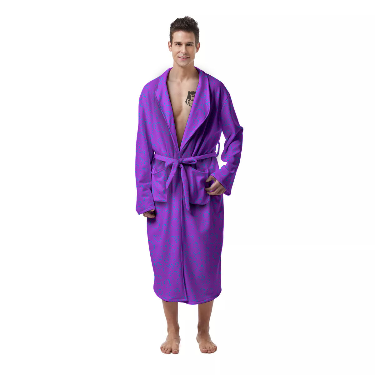 Bubble Purple Print Pattern Men's Robe-grizzshop
