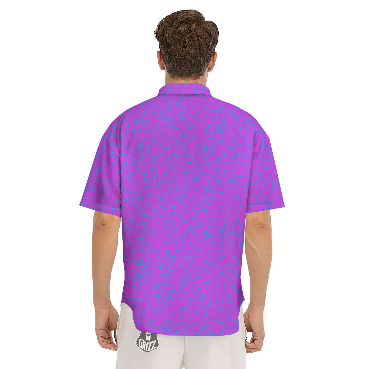 Bubble Purple Print Pattern Men's Short Sleeve Shirts-grizzshop