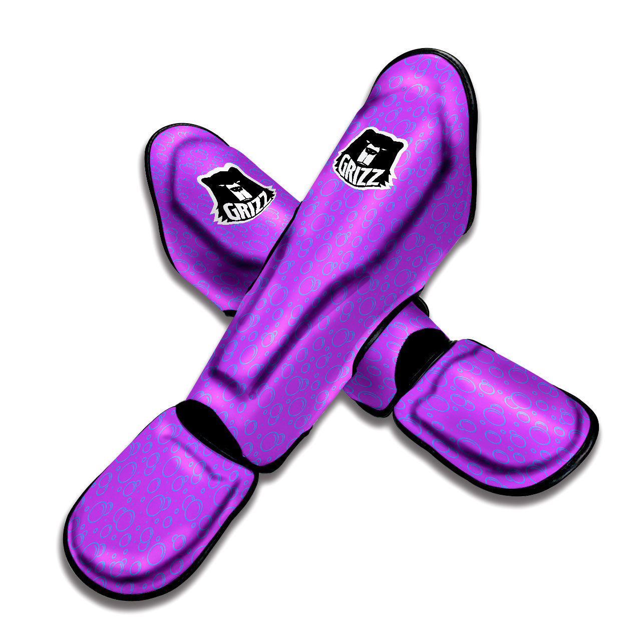 Bubble Purple Print Pattern Muay Thai Shin Guards-grizzshop