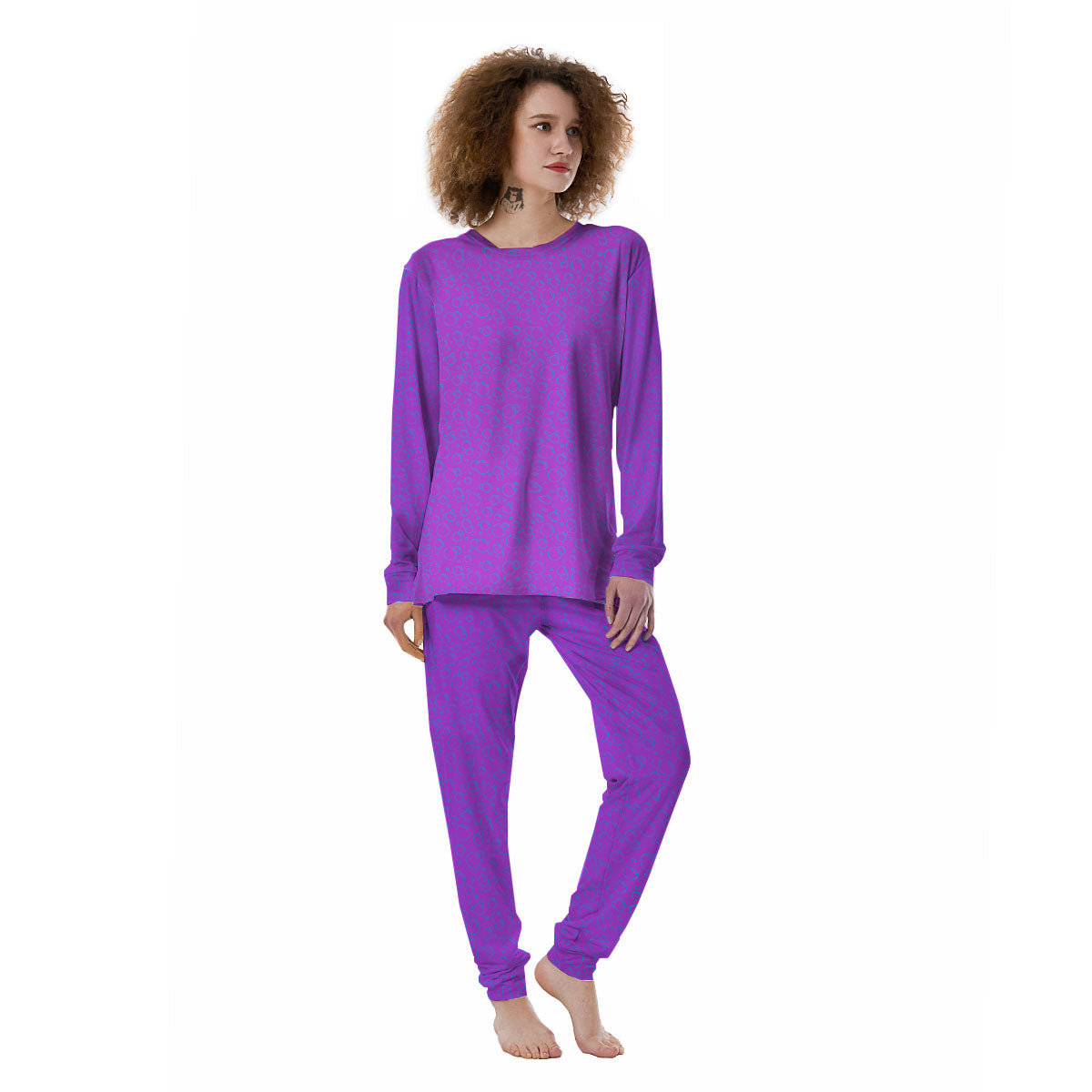 Bubble Purple Print Pattern Women's Pajamas-grizzshop