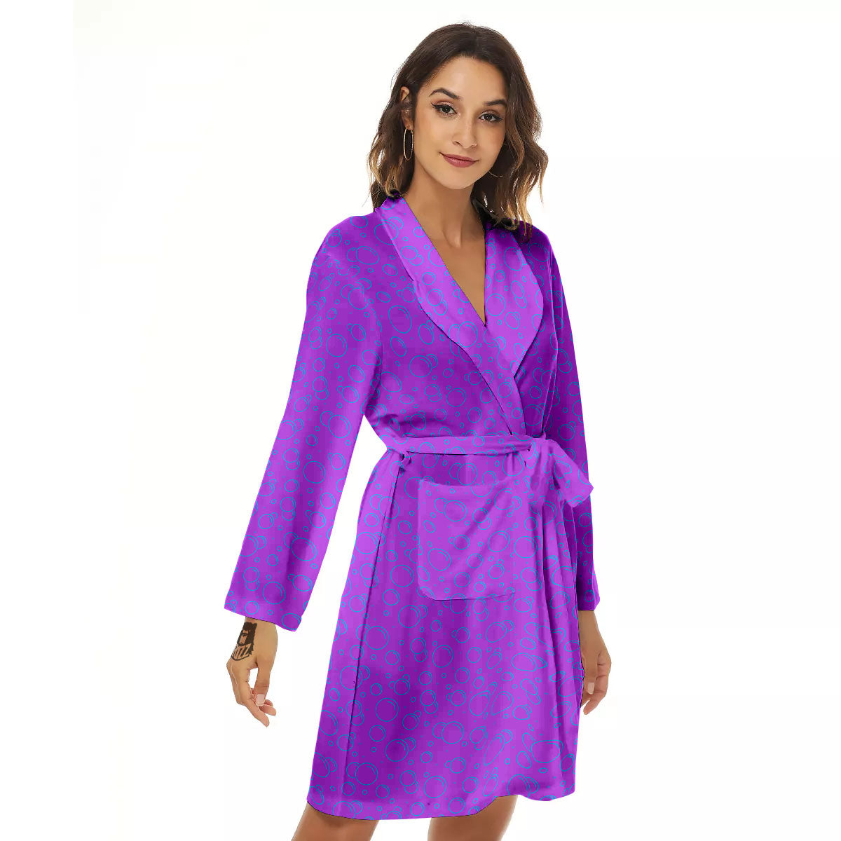 Bubble Purple Print Pattern Women's Robe-grizzshop