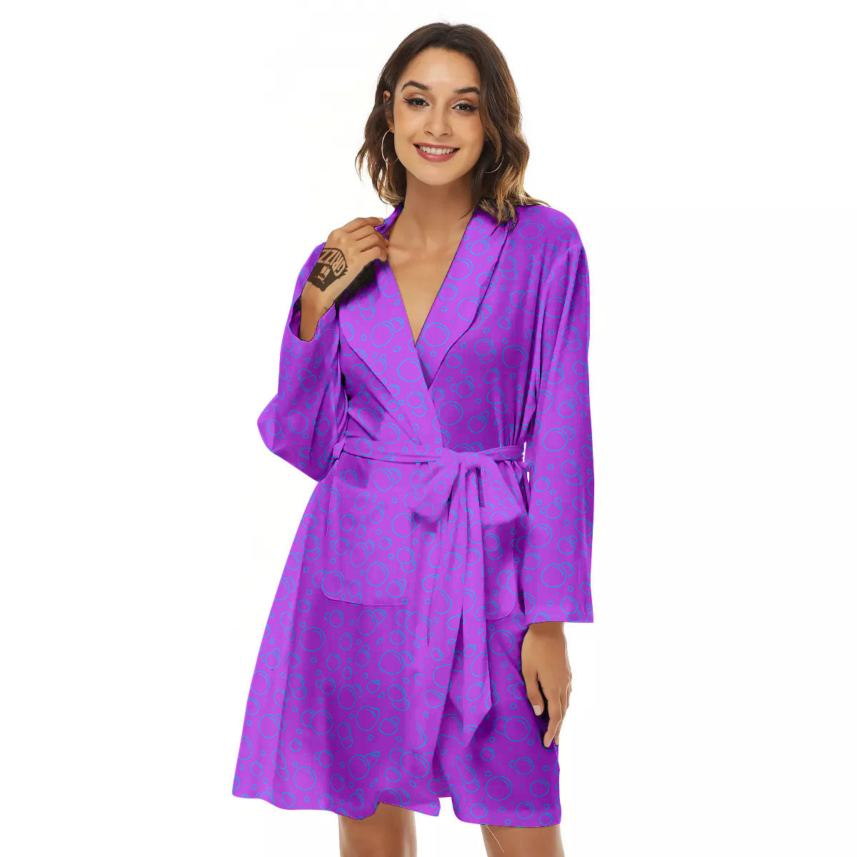 Bubble Purple Print Pattern Women's Robe-grizzshop