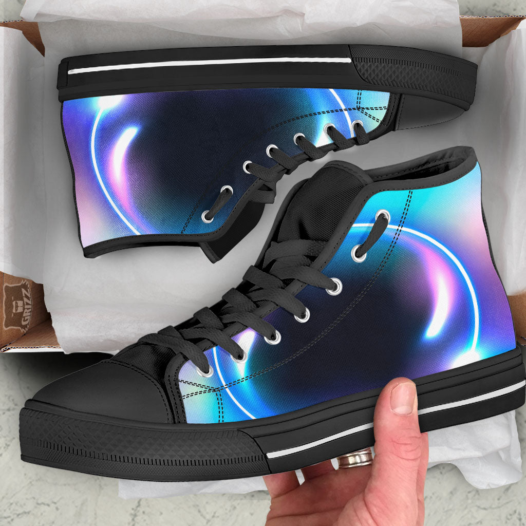 Bubble Rave Print Black High Top Shoes-grizzshop
