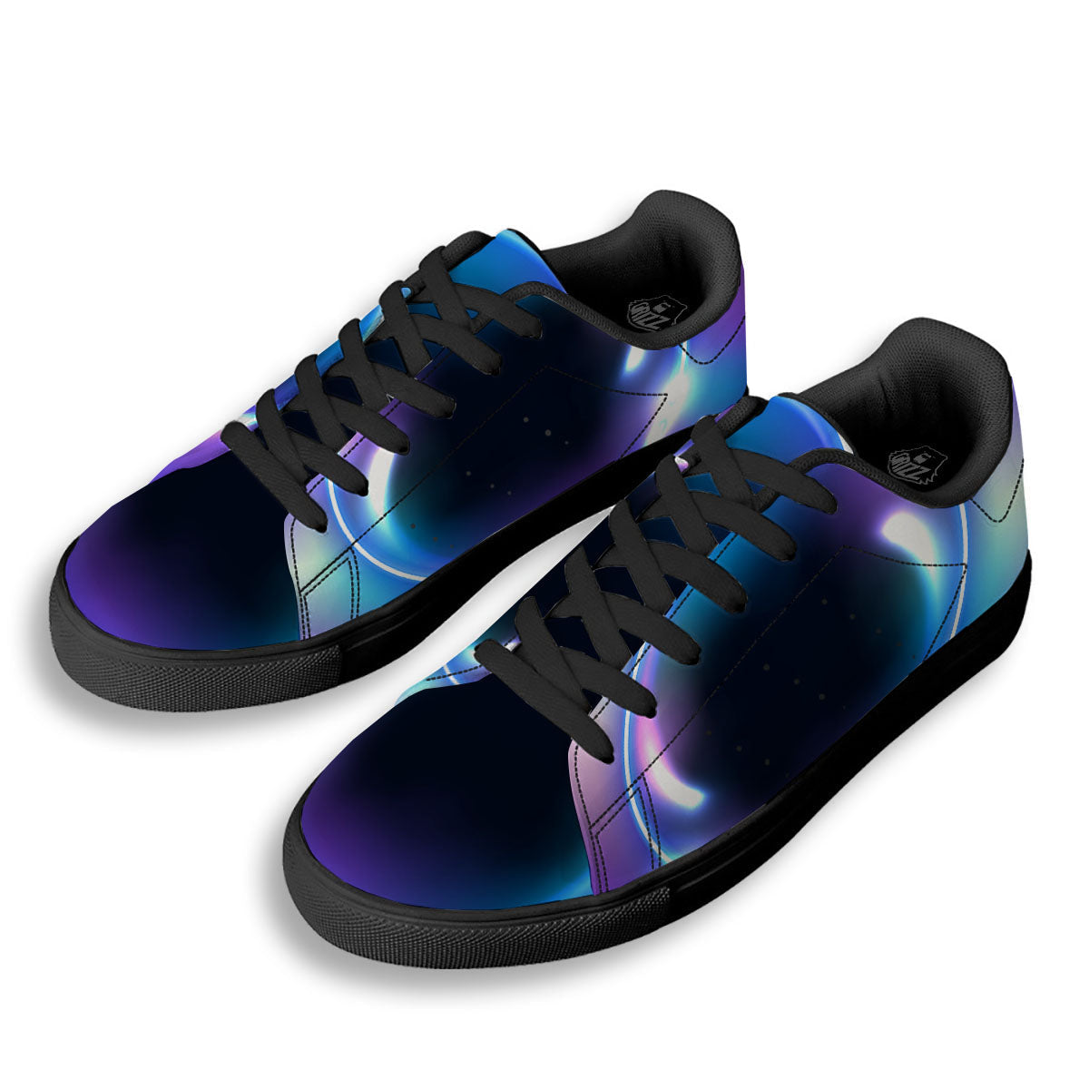 Bubble Rave Print Black Low Top Sneakers-grizzshop