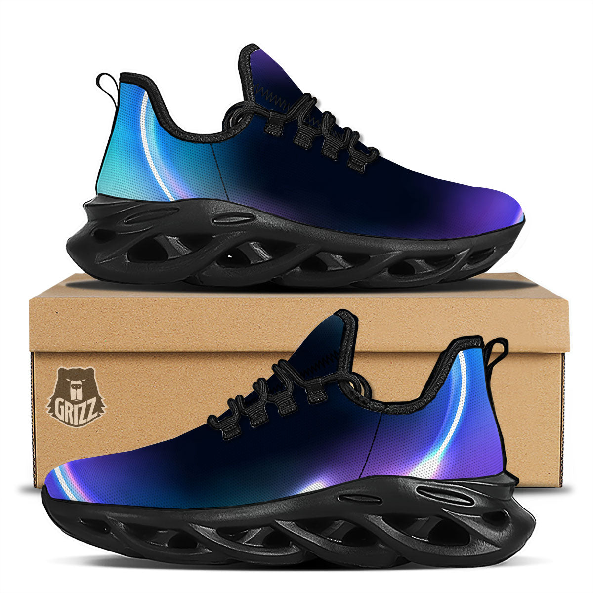 Bubble Rave Print Black Running Shoes-grizzshop