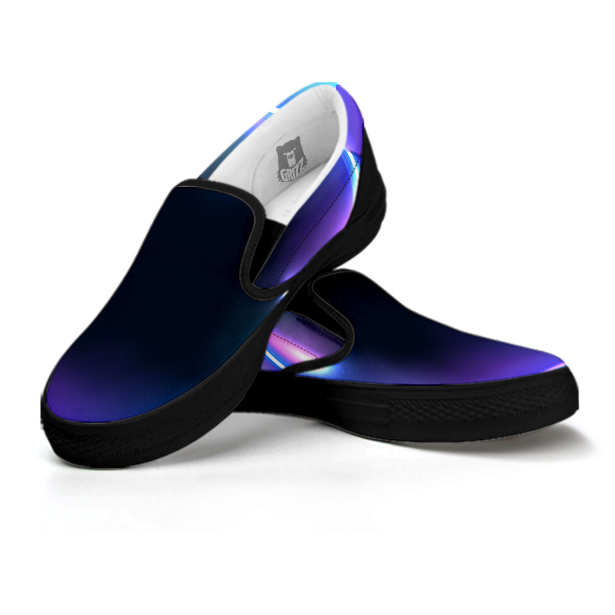 Bubble Rave Print Black Slip On Shoes-grizzshop