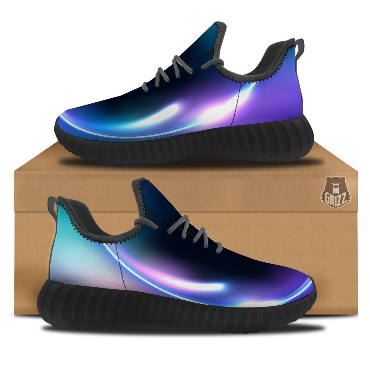 Bubble Rave Print Black Walking Shoes-grizzshop